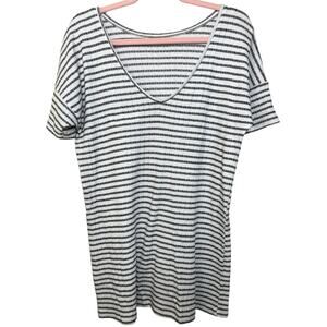 Zara Woman basic gray white stripe knit tunic scoop vneck back small